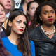 Alexandria Ocasio-Cortez and Ayanna Pressley at a rally calling on Sen. Jeff Flake (R-AZ) to reject Judge Brett Kavanaugh’s nomination to the Supreme Court on October 1.